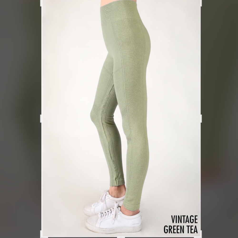 New Hybrid Moto Seam Detail Jegging in Vintage Green Tea